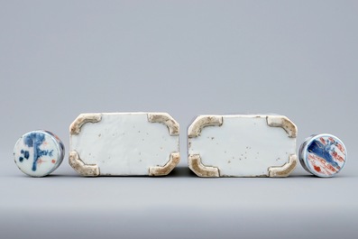 A pair of Chinese Imari tea caddies and covers, Qianlong, 18th C.