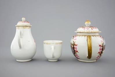 Une partie d'un service &agrave; th&eacute; en porcelaine de Chine famille rose et dor&eacute; de style Meissen, Qianlong, 18&egrave;me