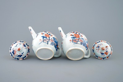 A pair of large Chinese Imari style teapots and covers, Qianlong, 18th C.