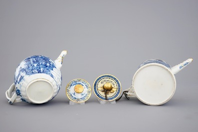A Chinese blue, white and gilt part tea service with landscapes, Qianlong, 18th C.
