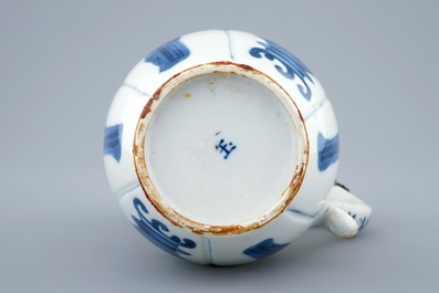 A Chinese blue and white silver-mounted jug and cover, Kangxi