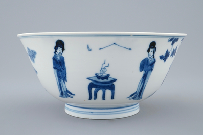 Un bol en porcelaine de Chine bleu et blanc, marque et p&eacute;riode de Kangxi