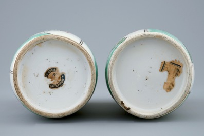 A pair of Chinese famille verte vases, Kangxi