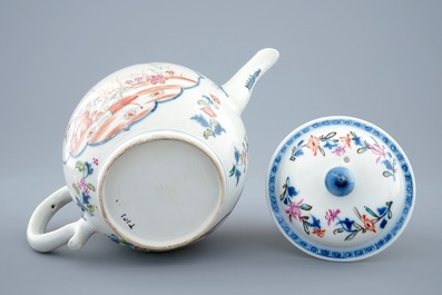A Chinese famille rose teapot and cover with birds, Qianlong, 18th C.