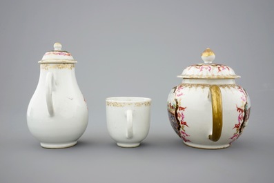 Une partie d'un service &agrave; th&eacute; en porcelaine de Chine famille rose et dor&eacute; de style Meissen, Qianlong, 18&egrave;me