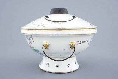A fine Chinese famille rose warming bowl and cover, 19/20th C.