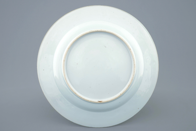 A Chinese blue and white falcon dish, Kangxi