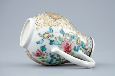 A Chinese grisaille and gilt tea caddy and a covered jug, Yongzheng, 1723-1735