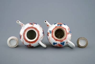 A pair of Chinese gilt Imari-style teapots and covers, Kangxi