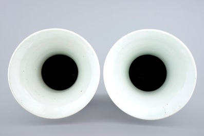 A pair of large Chinese famille verte warrior vases, 19th C.