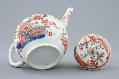 A Chinese Dutch-decorated teapot and cover in Kakiemon style, 18th C.