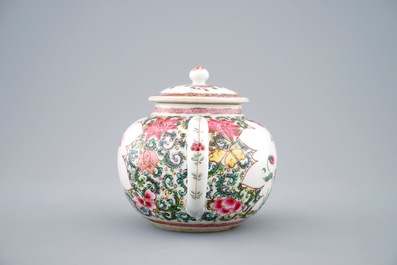 A Chinese famille rose teapot with unusual spout, Yongzheng/Qianlong