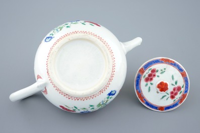 An unusual Chinese famille rose teapot and cover, Yongzheng, 1723-1735
