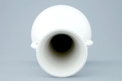 Een monochrome blanc de Chine vaas met onderglazuur decor, Kangxi