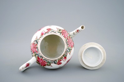 A Chinese famille rose teapot with unusual spout, Yongzheng/Qianlong