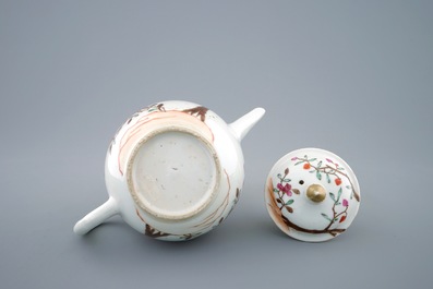 A Chinese famille rose teapot and cover with blossoms and trees, Qianlong, 18th C.