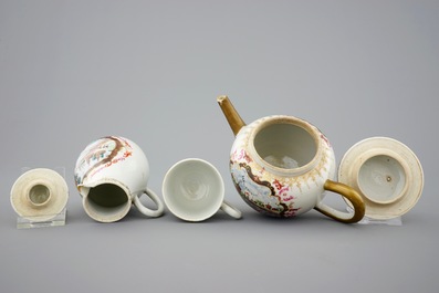 Une partie d'un service &agrave; th&eacute; en porcelaine de Chine famille rose et dor&eacute; de style Meissen, Qianlong, 18&egrave;me