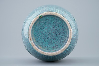 A Chinese open-worked robin&rsquo;s egg vase, 19/20th C.