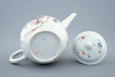 A Chinese famille rose teapot and cover on stand, Qianlong, 18th C.