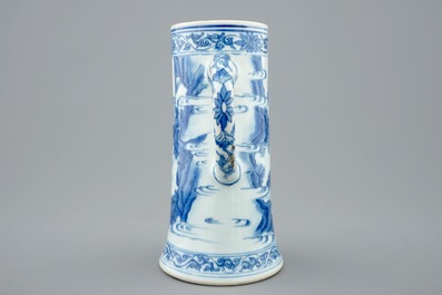 A blue and white Chinese tankard, Transitional period, 1620-1683