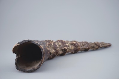 A carved and lacquered ivory tusk with Buddhas, Burma, 17/18th C.