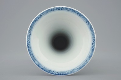 A Chinese blue and white gu vase with long Elizas, Kangxi