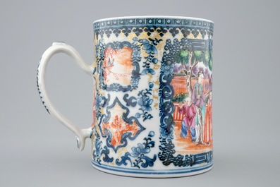 A Chinese famille rose mandarin mug, Qianlong, 18th C.