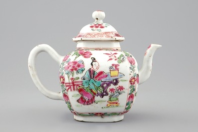 A Chinese famille rose teapot and cover, Yongzheng/Qianlong