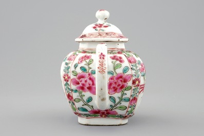 A Chinese famille rose teapot and cover, Yongzheng/Qianlong