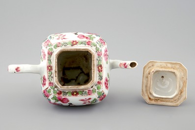 A Chinese famille rose teapot and cover, Yongzheng/Qianlong