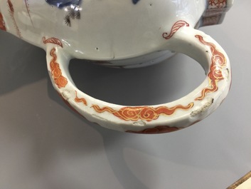 A fine pair of large Chinese Imari style teapots and covers, Kangxi