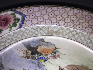 A Chinese famille rose eggshell ruby back "Quails" plate, Yongzheng, 1723-1735