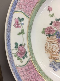 A fine Chinese famille rose eggshell porcelain saucer dish, Yongzheng, 1723-1735