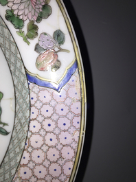 A Chinese famille rose eggshell ruby back "Quails" plate, Yongzheng, 1723-1735