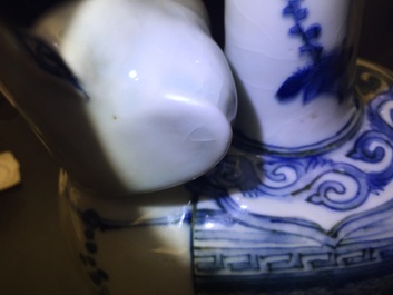 A blue and white Chinese elephant-shaped kendi, Ming Dynasty, Wanli, 1573-1619