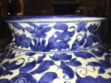 A large Chinese blue and white baluster jar with figurative panels, Ming Dynasty