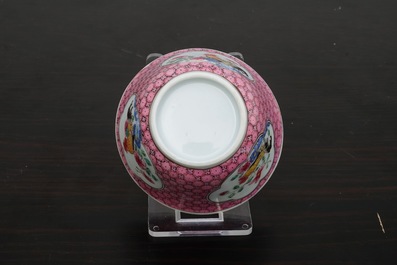 A Chinese famille rose eggshell cup and saucer with a rooster, Yongzheng, 1723-1735
