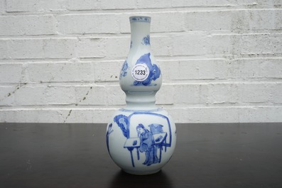 A Chinese blue and white double gourd vase, Kangxi