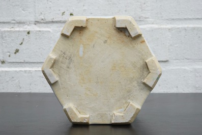 A Chinese hexagonal famille rose brush pot, Yongzheng, 1723-1735