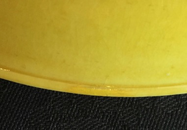 A Chinese yellow ground dragon saucer dish, Guangxu mark and period