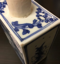 A fine Chinese blue and white landscape tea caddy, Kangxi