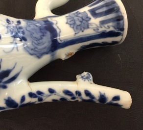 A small Chinese blue and white jug with a naked European, Kangxi