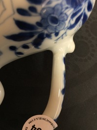 A small Chinese blue and white jug with a naked European, Kangxi