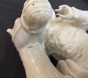 Un mod&egrave;le de Guandi, Dieu de la guerre, en porcelaine blanc de Chine de Dehua, Dynastie Ming, Chongzhen (1627&ndash;1644)