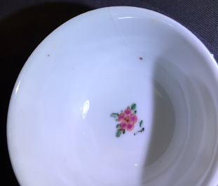 Two Chinese famille rose cups and saucers, Yongzheng, 1723-1735