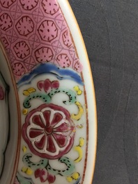 A Chinese famille rose plate with Europeans, Yongzheng (1723-1735)