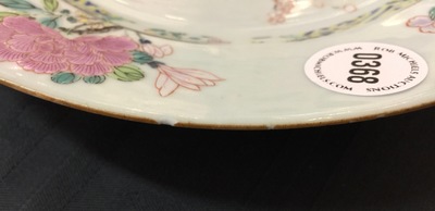 A Chinese famille rose plate with a lady on a deer, Yongzheng, 1723-1735