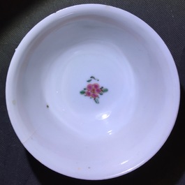 Two Chinese famille rose cups and saucers, Yongzheng, 1723-1735