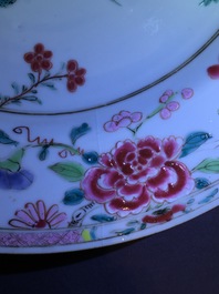 A pair of Chinese famille rose plates with phoenixes, Qianlong, ca. 1730-1740