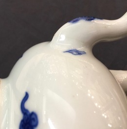 A Chinese blue and white high-handled dragons teapot, Kangxi